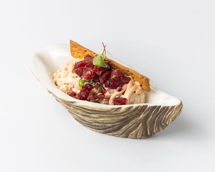 Russian salad with tartar
